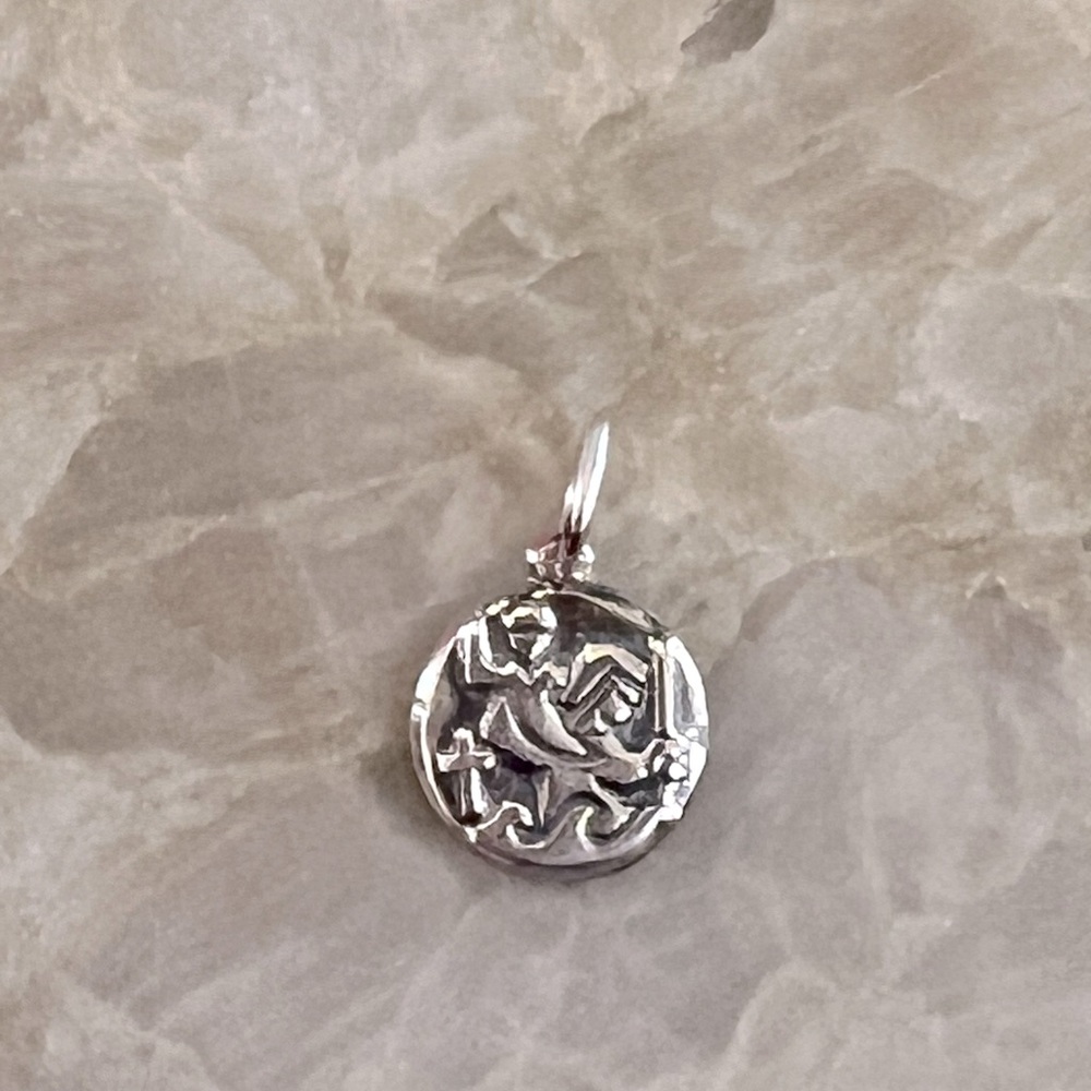 Retired James Avery Round St. Christopher Silver Charm Gem